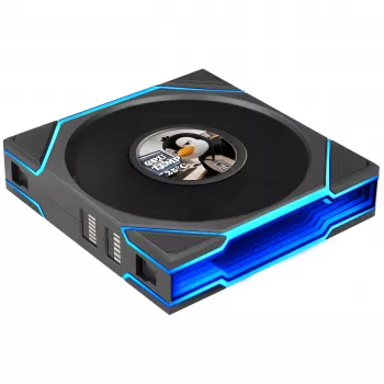 Lian Li UNI FAN TL LCD FLEX Wireless 120mm Reverse Blade ARGB PWM -tuuletin LCD-näytöllä - musta