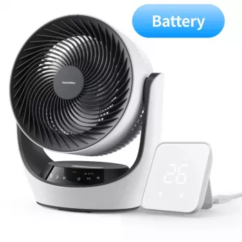 SwitchBot akkukäyttöinen älykäs kiertoilmatuuletin 100 nopeustasolla, 90° vaakasuora ja 100° pystysuora oskillaatio, Bluetooth ja Wi-Fi (Hub vaaditaan), valkoinen