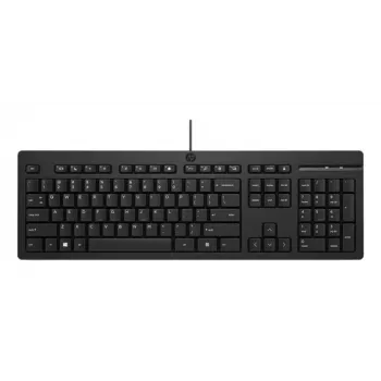 HP 125 G2 langallinen USB-näppäimistö, saksalainen asettelu (QWERTZ), täysikokoinen, kalvo, roiskevesisuojattu, musta - Bulk