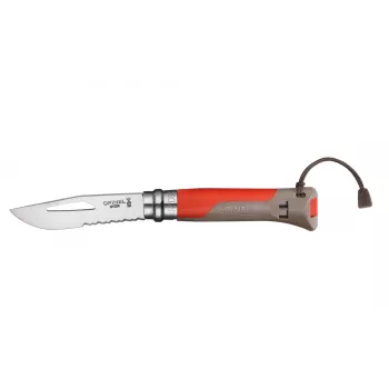 Opinel No. 08 Outdoor punainen monitoiminen taskuveitsi