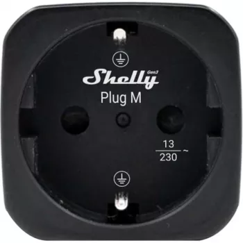 Shelly Plug M Gen3 musta älypistoke energianseurannalla, 13A, Wi-Fi & Bluetooth