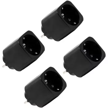 Shelly Plug M Gen3 älypistoke 4 kpl:n pakkaus musta energianseurannalla, Wi-Fi & Bluetooth