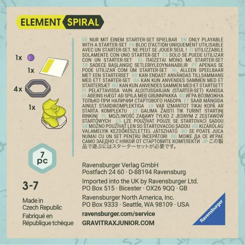 RAVENSBURGER GraviTrax Junior - Element Spirale laajennussarja - spiraaliradan lisäosa yli 3-vuotiaille lapsille
