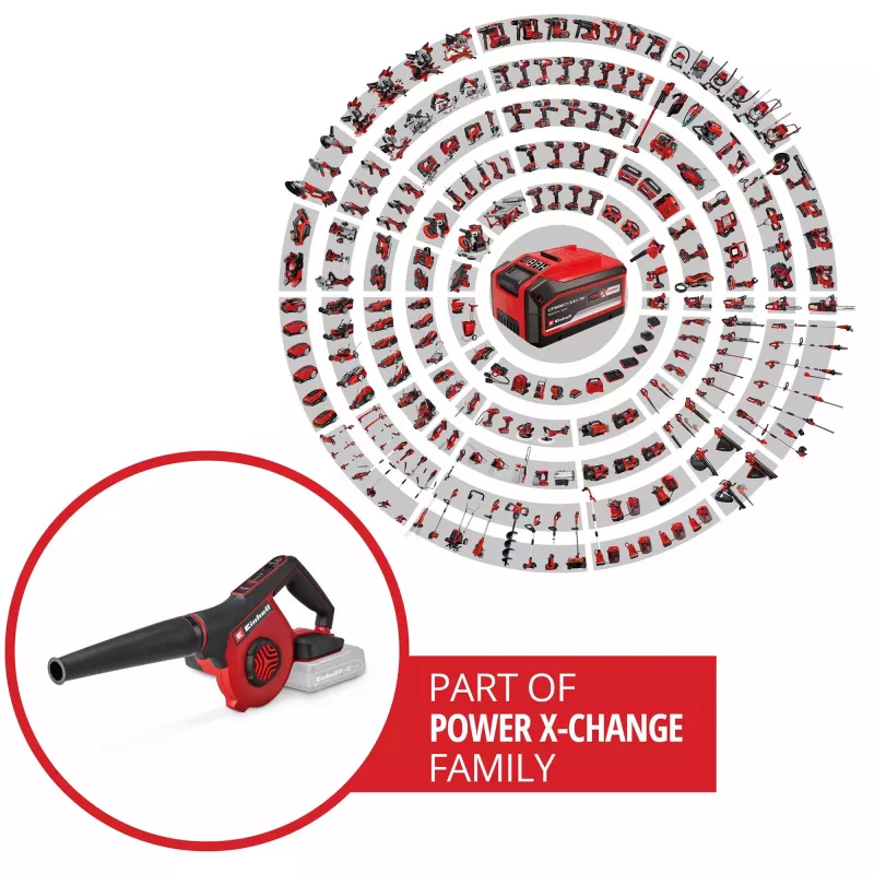 Einhell Power X-Change akku-lehtipuhallin TE-CB 18/270 Li - Solo (18 V, punainen/musta, ilman akkua)