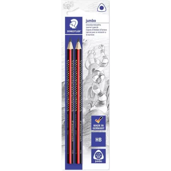 STAEDTLER Tradition Jumbo HB kolmiomaiset grafiittikynät, 2 kpl:n pakkaus, musta klassisilla raidoilla