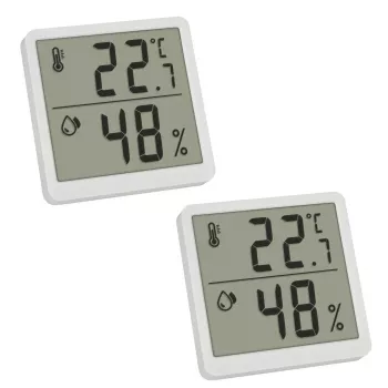 TFA 30.5059.02.02 digitaalinen lämpö-kosteusmittarisarja 2 kpl, valkoinen/hopea