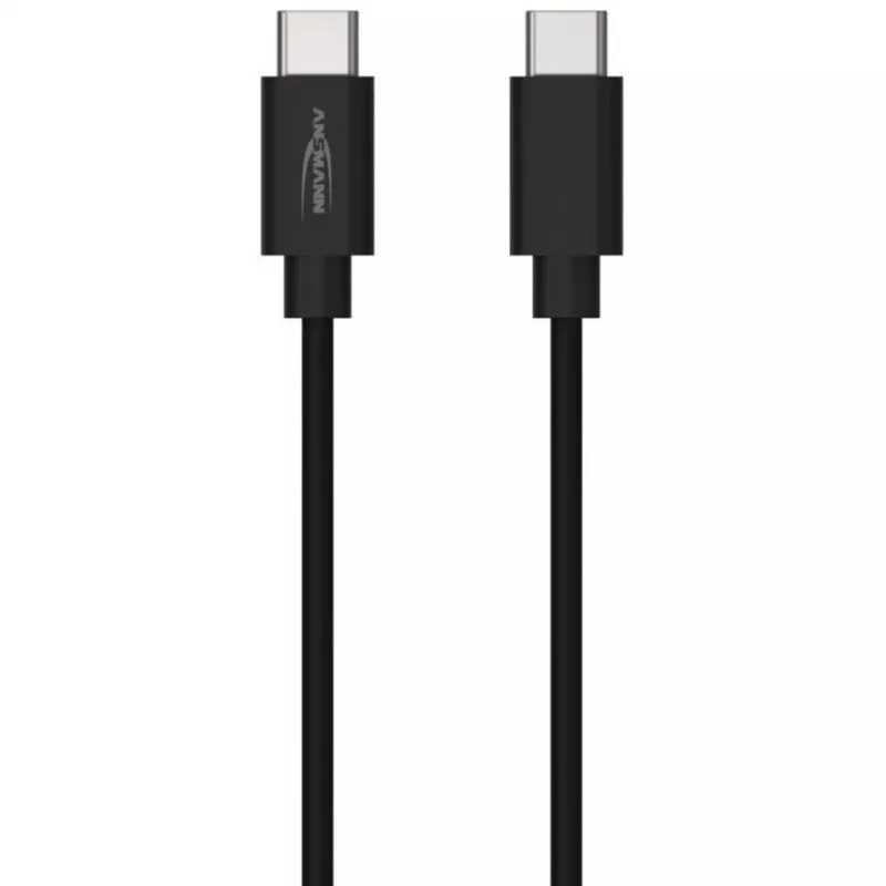 ANSMANN USB-C–USB-C data- ja latauskaapeli 2m musta 60W PD