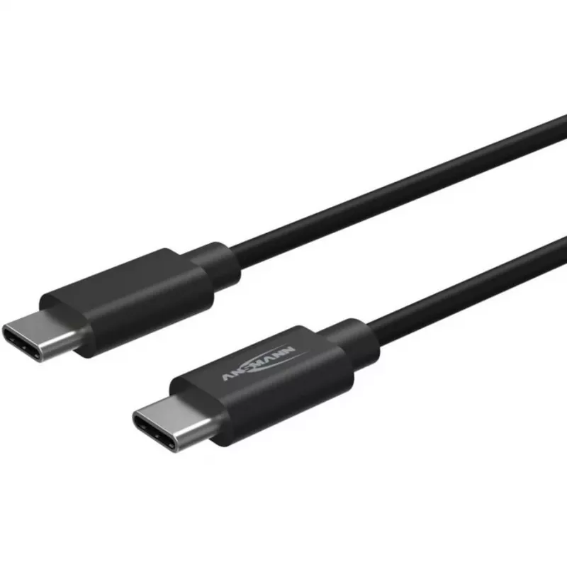 ANSMANN USB-C–USB-C data- ja latauskaapeli 2m musta 60W PD