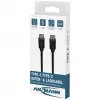 ANSMANN USB-C–USB-C data- ja latauskaapeli 2m musta 60W PD