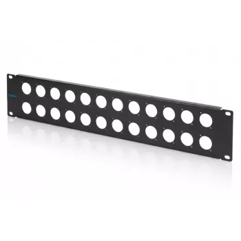 DIGITUS 2U räkki-sokkopaneeli 24 D-Sub-moduulille, 19 tuumaa, musta