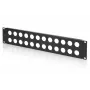 DIGITUS 2U räkki-sokkopaneeli 24 D-Sub-moduulille, 19 tuumaa, musta