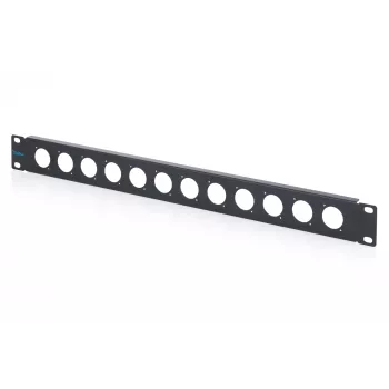 DIGITUS 1U räkki-sokkopaneeli 12 D-Sub-moduulille, 19 tuumaa, musta