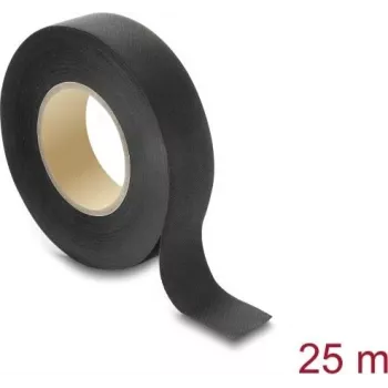 Delock kangasteippi 25 m x 19 mm käsin revittävä itseliimautuva musta