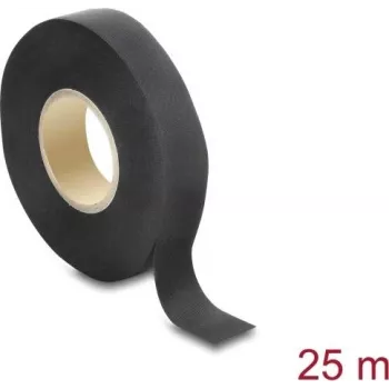 Delock kangasteippi 25 m x 19 mm repäisykestävä itseliimautuva musta