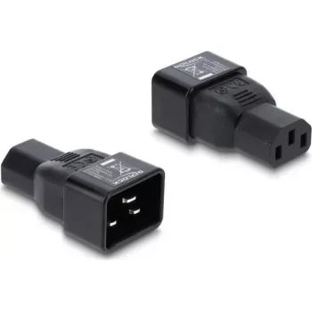 Delock IEC 60320 C20 - C13 verkkosovitin, pistoke - liitin, 10 A, 250 V, suora, musta