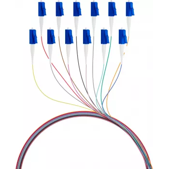 EFB FTTH-pigtail LC OS2 G.657.A2 12 värin sarja, 2 m, singlemode 9/125µm, taivutusherkkä, 12 kuitua