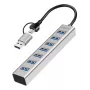 LogiLink USB 3.0 -keskitin 7x USB-A 2-in-1-liitäntäkaapeli hopea