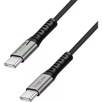 LogiLink USB 2.0 Type-C -kaapeli 0,3 m 480Mbps 100W PD punottu LED-valolla musta