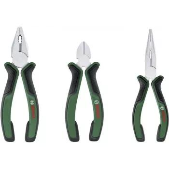 Bosch 3-osainen pihtisarja 1600A02C0S (vihreä/musta) – yhdistelmäpihdit, sivuleikkurit, vesipumppupihdit