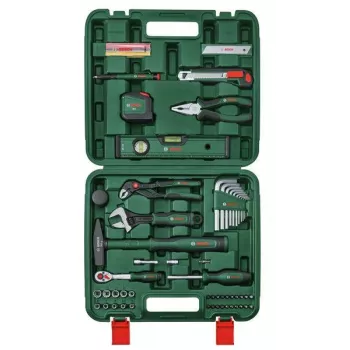 Bosch 73-osainen kotitaloustyökalusarja vihreässä kovamuovisessa laukussa