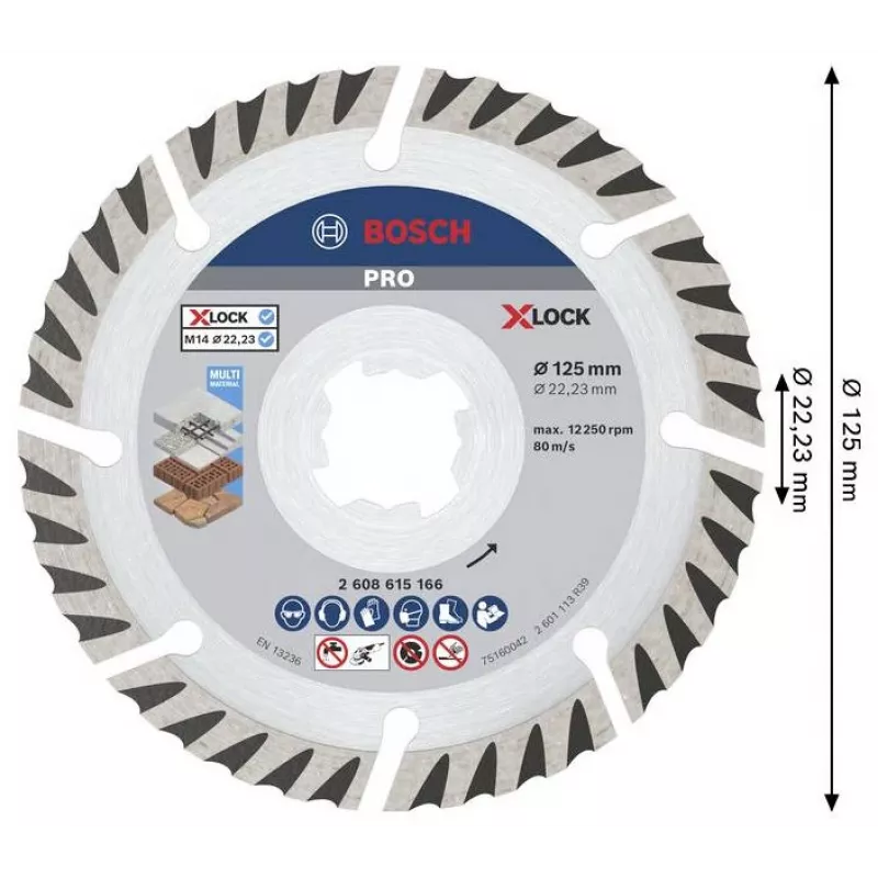 BOSCH POWERTOOLS PRO timanttilaikka X-LOCK MultiMaterial, Ø 125 mm (2 kpl, reikä 22,23 mm)