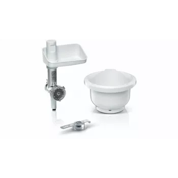 Bosch MUZS2BS lihamyllylisäosa MUM-sarjan 2 & 5 yleiskoneille – ruostumaton terä, 4,5 mm levy, makkarantäyttö- ja kebbe-lisäosat