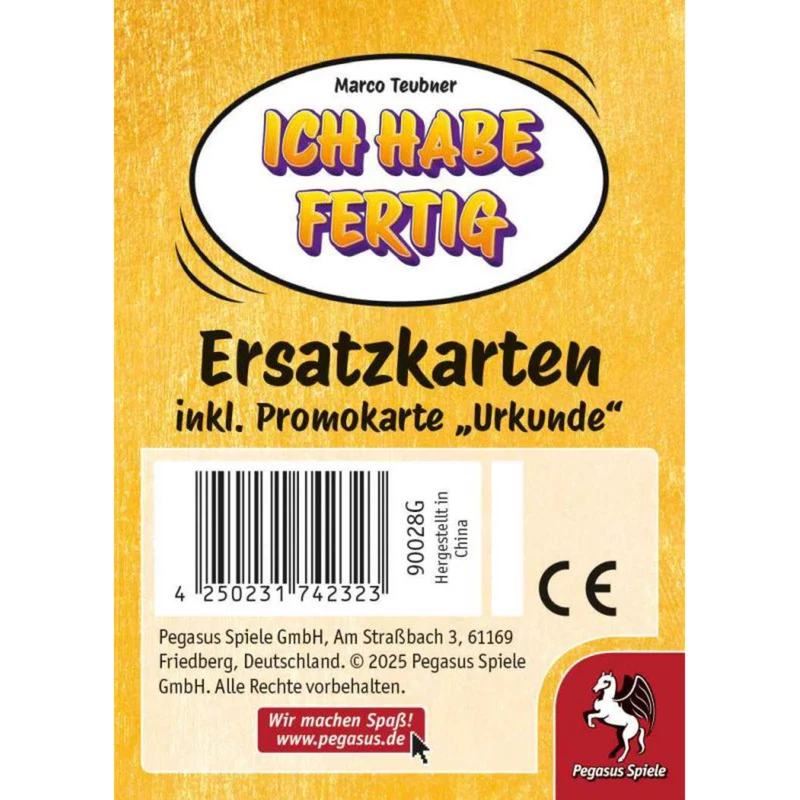 PEGASUS Ich habe fertig - varakortit sis. promo-sertifikaatti (laajennus)