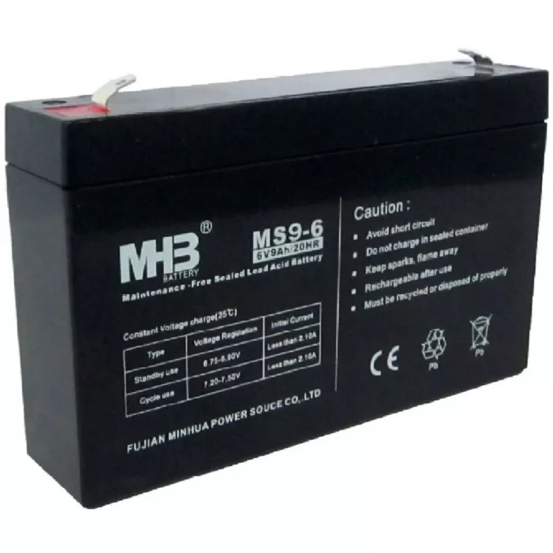 PowerWalker akku MHB MS9-6 6V 9Ah sinetöity lyijy-happoakku UPS-järjestelmiin