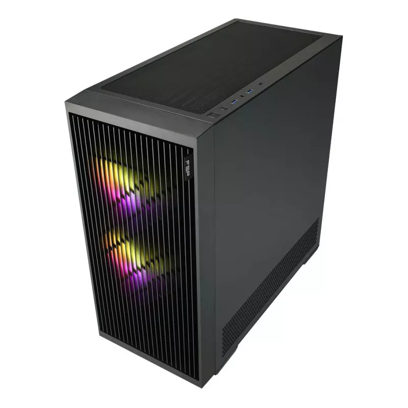 Fortron M330 Mini-Tower-PC-kotelo karkaistulla lasilla, musta