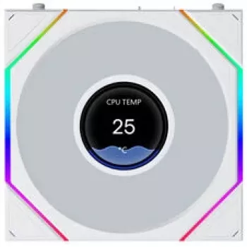 Lian Li UNI FAN TL120 LCD FLEX Wireless ARGB valkoinen 120 mm Reverse Blade -kotelotuuletin