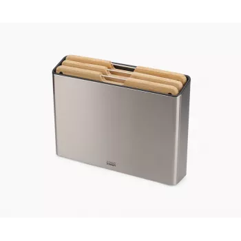 Joseph Joseph Folio Bamboo 3-osainen leikkuulautasarja ohuella telineellä, antrasiitinharmaa