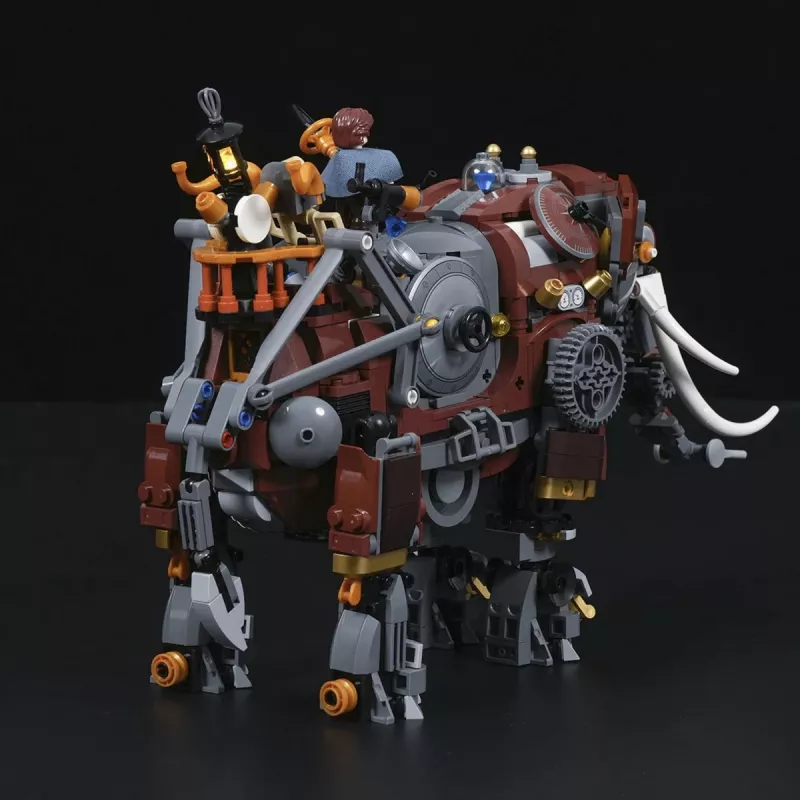 Lumibricks Steamphant Steampunk elefantti LED-rakennussarja 800 osaa USB-käyttöinen näyttelymalli