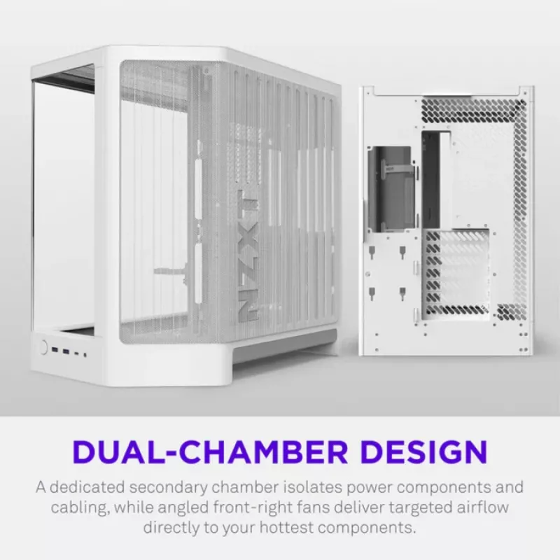 NZXT H6 2026 Mid-Tower Airflow Gaming -kotelo valkoinen Tempered Glass