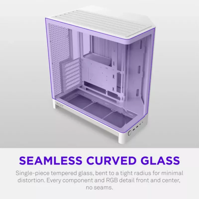 NZXT H6 2026 Mid-Tower Airflow Gaming -kotelo valkoinen Tempered Glass