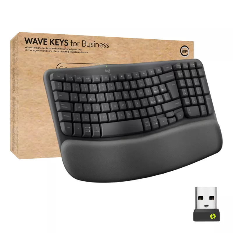 Logitech Ergo Series Wave Keys for Business langaton ergonominen näppäimistö, italialainen asettelu, grafiitti