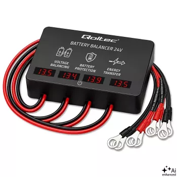 Qoltec 48V akku-balansseri 4 x 12V akulle | 10A | AGM GEL LiFePO4 | LED