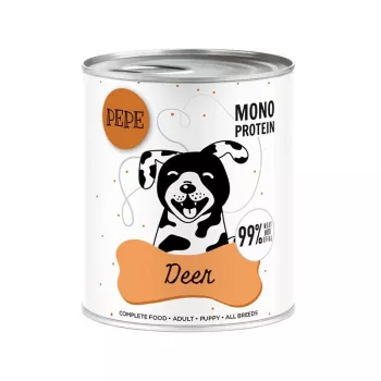 Paka Zwierzaka Pepe Jeleń märkäruoka koirille hirvellä 800g