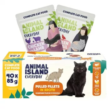 ANIMAL ISLAND Everyday märkäruoka kissoille sekamaussa, 40 x 85 g, täysravinto aikuisille kissoille