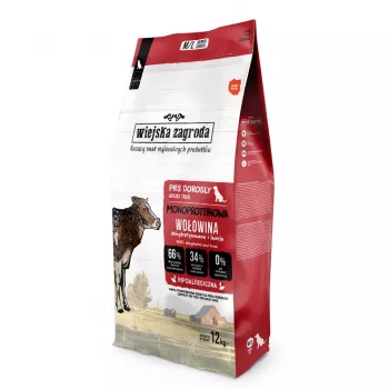 WIEJSKA ZAGRODA monoproteiini naudanliha kuivaruoka koirille - 12 kg