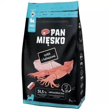 Pan Mięsko kuivaruoka koirille kalkkuna ja mustekala pennuille, keskikokoiset kroketit, 3 kg