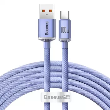 Baseus USB-A - USB-C Crystal Shine 100W 2m violetti kaapeli