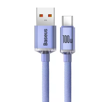 Baseus USB-A - USB-C Crystal Shine 100W 2m violetti kaapeli