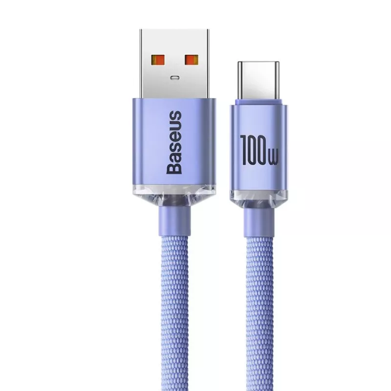 Baseus USB-A - USB-C Crystal Shine 100W 2m violetti kaapeli