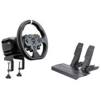 MOZA R5 Pro Racing -ajosimulaattori - 5,5 Nm Direct Drive -rattiakseli, 11 tuuman nahkaratti, 2-polkimen sarja