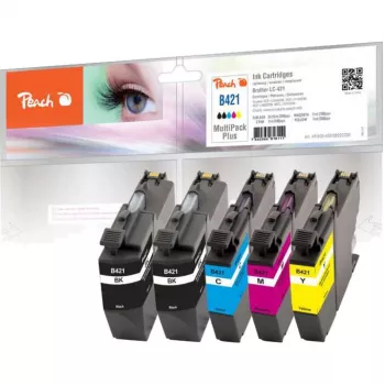 PEACH Ink Multipack PI500-430 yhteensopiva Brother LC-421 kanssa (musta, syaani, magenta, keltainen) - 4 kpl:n pakkaus