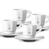 Bialetti RTATZ402 espressokuppisarja, 4-osainen, valkoinen posliini, 75 ml