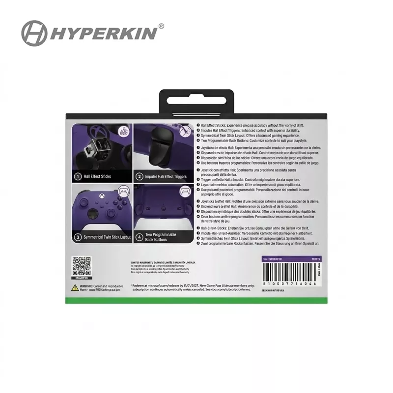 Hyperkin Competitor langallinen ohjain Xbox Series X|S, Xbox One & PC - violetti