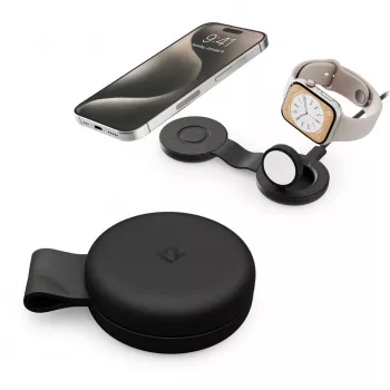 Twelve South ButterFly SE 2-in-1 Qi2 MagSafe-laturi iPhonelle ja Apple Watchille, musta