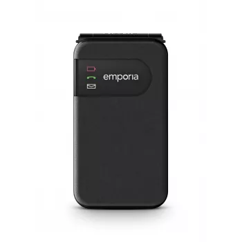 Emporia SIMPLICITYglam musta (2025) ikäystävällinen matkapuhelin SOS-painikkeella, 4G LTE, 2,8 tuuman näyttö, lataustelakka