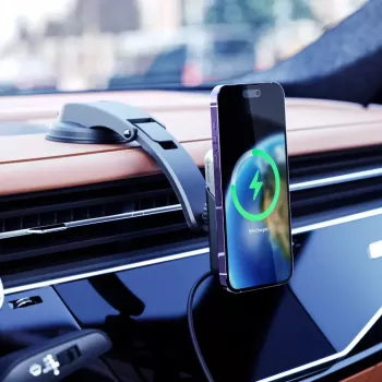 ALOGIC Matrix Universal magneettinen langaton autolaturiteline imukupilla ja ilmanvaihtoklipsillä, 15W Qi-pikalataus, automaattinen kiinnitys, 360° kierto, musta